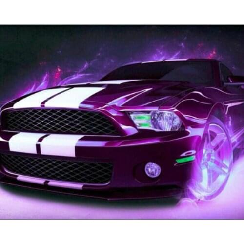 5D DIY Diamond Painting Purple Car Diamond Embroidery Racing Cross Stitch Mosaic Home Decoration Picture FR967