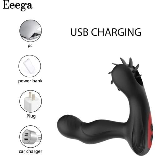 Men Prostate Massage VibratorFor Men Anal Plug Silicone Waterproof Stimulator Tongue Butt Delay Ejaculation For Men