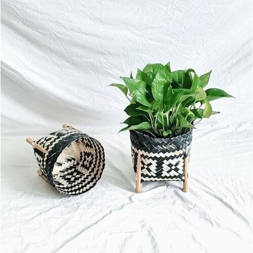 Handmade Bamboo Flower Pot Planter Basket Laundry Picnic Toy Storage Macrame Woven Flower Pot Plant Container Macetas Decorativa