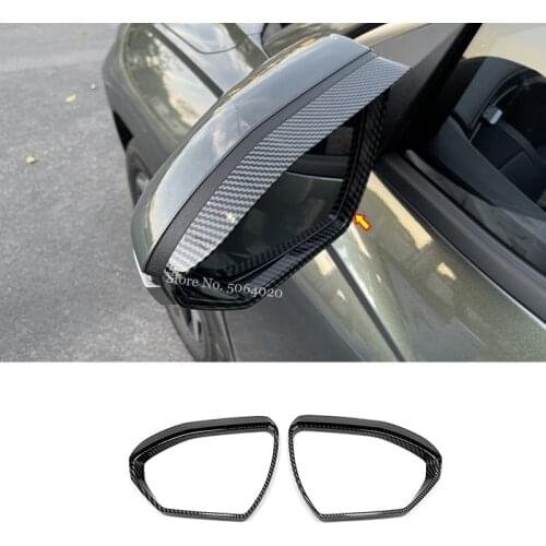 For Hyundai Tucson 2021 2022 ABS Carbon fiber Car Rearview Mirror Block Rain Eyebrow Cover Trim Sticker Car Accessories Styling