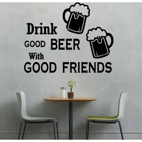 Creative Drink Beer Vinyl Art Wall Sticker Wallpaper For Restaurant Dining Room Decoration Wall Decal Stickers Mural Home Decor