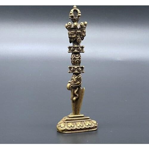 Mara-tarjana brass diamond pestle,Three sided Buddha statues Puba diamond pestle,Tantric practice tools