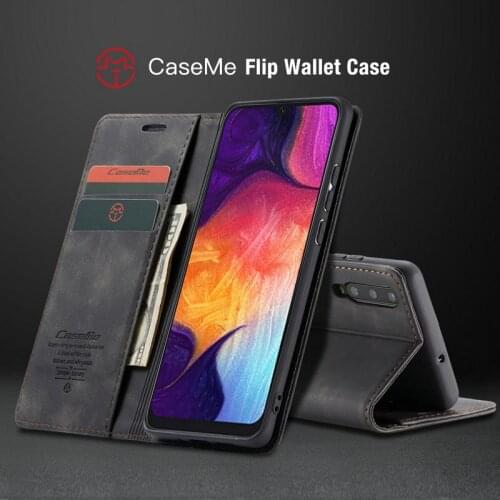 Caseme capa carteira magnetica capa estilo flip de couro com flippara samsung a50espacos cartoes design vintage galaxy a50
