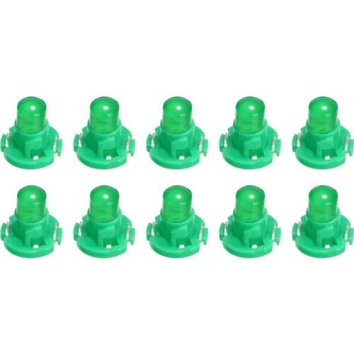 Mayitr 10pcs T4.2 Green LED Instrument Dashboard Map Climate Control Light Bulb 12V Car Signal Lamp