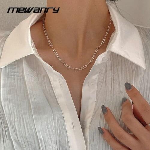 Mewanry 925 Sterling Silver Necklace Chain for Women Hollow Fashion Elegant Simple Design Holiday Party Jewelry Birthday Gifts