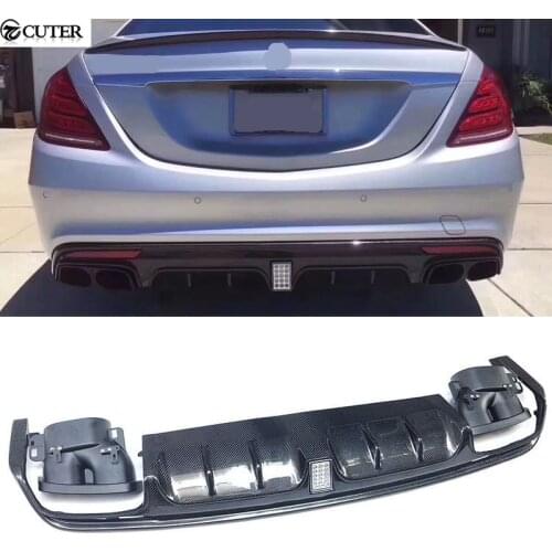 W222 S63 S65 S500 Carbon fiber FRP Rear Bumper Diffuser Exhaust Tips for Benz W222 S600 S320 Car body kit 14-18