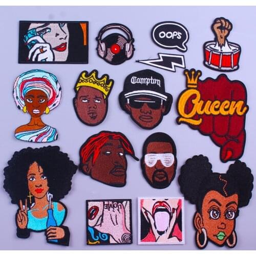 Sexy African Girl Patch on Clothes Embroidered Patches For Clothes Fashion Patches For Clothing Appliques Badge Embroidery Patch