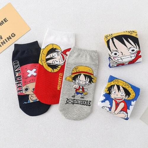 The New Funny Cute People Cartoon Anime Straight Women Cotton Socks Casual Personality Fashion Short Heel Sock For Girls 5 Pairs