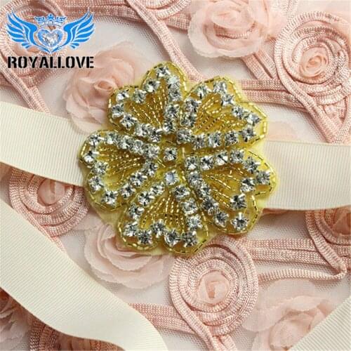 Wholesale Factory price Gold Rhinestone Applique trim for wedding party baby home garden decoration hot-fix rhinestone 50Pcs
