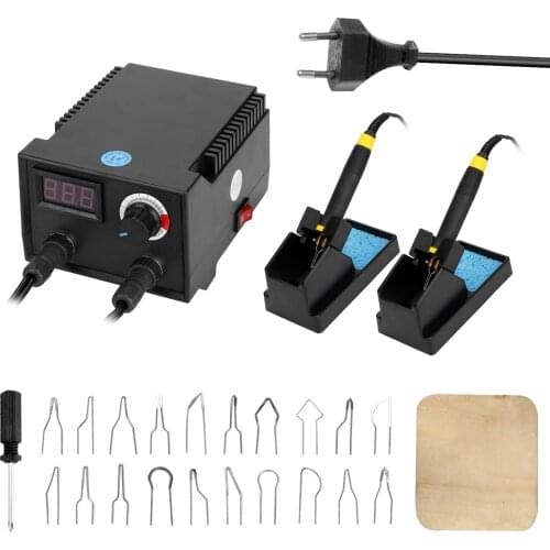 Soldering Iron Wood Burner Adjustable Temperature Digital Pyrography Dual Pen Burning Machine Gourd Wood Crafts Soldering Kit