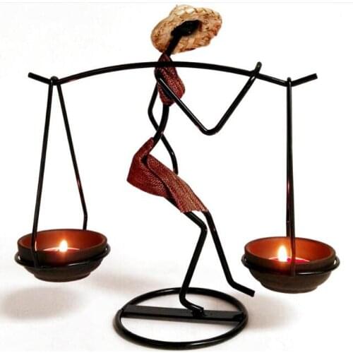 Girl Carrying Candle Holder Table Ornaments Dishes Stand Snack Fruit Sandisk Saucer Wrought Carve Iron Artwork Bar Dining Room