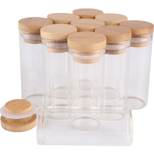 24 pieces 30ml 30*70mm Test Tubes with Bamboo Caps Glass Jars Glass Vials Wishing Bolttes Wish Bottle for Wedding Crafts Gift
