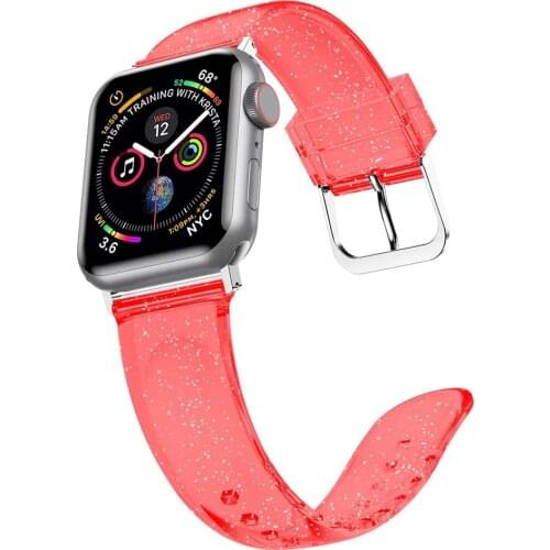 Red for Apple Watch Bands Strap 40mm 44 mm Women Men Clear TPU Smart Watch Strap Band Wristband IWatch Series 5 4 3 Accessories