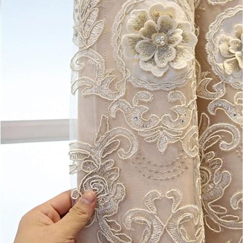European Luxury Embossed Embroidered Curtain Cloth + Tulle Double-layer Blackout Curtains For Living Room and Bedroom Drapes#4