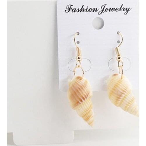 DoreenBeads Natural Conch Shell Earrings Bohemian Summer Ocean Sea Beach Jewelry for Women 2019 New White Black Color 1 Pair