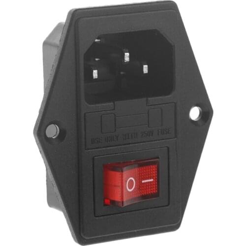 1PC 10A 250V 3 Pin IEC320 C14 AC Inlet Male Plug Power Socket With Fuse Switch