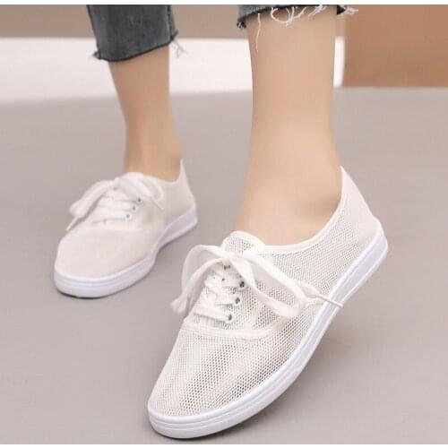 Sneakers Women Lace Up Mesh Light Breathable Running Shoes Woman Walking Platform Comfortable Female 2021 New Summer Hot