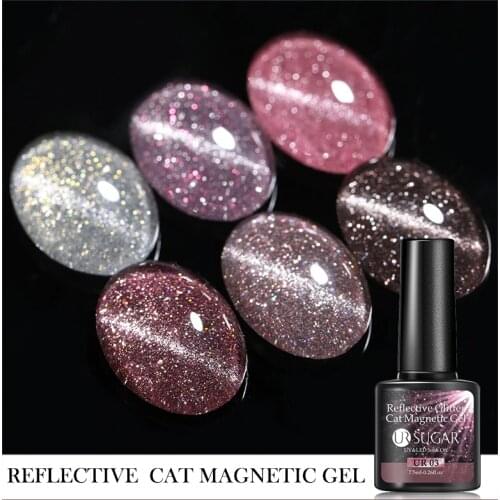 UR SUGAR 7.5ml Reflective Cat Magnetic Gel Holographics Effect Glitter Soak Off UV Nail Gel DIY Nail Art Decoration