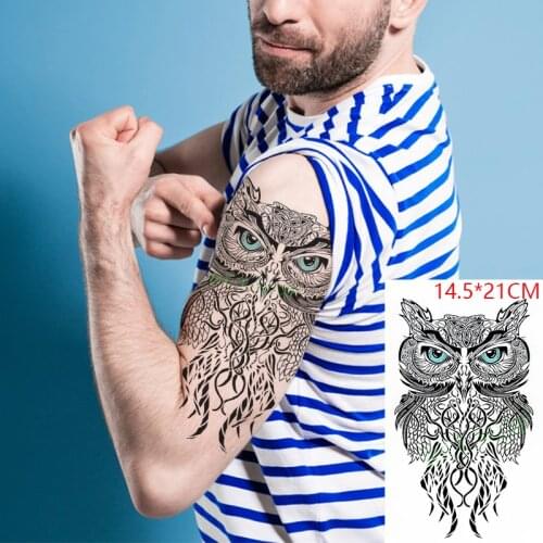 Waterproof Temporary Tattoo Sticker Totem Owl Bird Animal Tatto Stickers Flash Tatoo Fake Tattoos Body Art for Men Women
