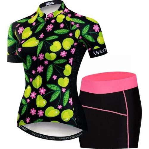 Weimostar New Green Cycling Set Women Short Sleeve MTB Jersey Bike Clothing Riding Ciclismo Maillot Cycling Jerseys dress set
