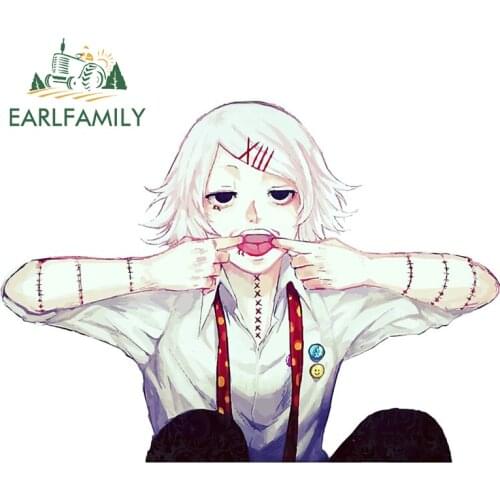 EARLFAMILY 13cm x 9.7cm for Juuzou Suzuya Funny Car Stickers Personality Anime Decal Sunscreen Occlusion Scratch Bumper Decor
