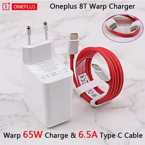 65W Warp Charger For OnePlus 9 Pro 9R 8T 6A 1M USB-C to USB-C Dash/Warp Charging Adapter For One Plus 8 Pro Nord 7T Pro 7 6T 1+6