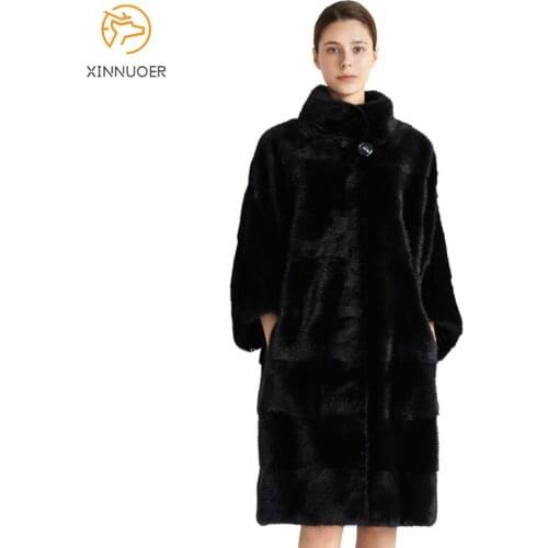 Womens jacket mink coat natural fur bat shirt warmth fashion stand-up collar simple atmosphere 2020 latest