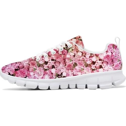 2019 Summer New Style Unique Rose Print Womens Casual Shoes Lightweight Sport Shoes for Woman Fashion Sneakers Custom Shoes