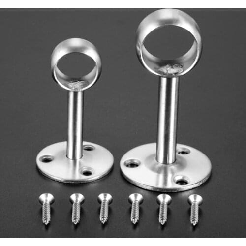 1Pc Wardrobe Stainless Steel Centre Bracket Rail Support Hanger Rail Rod Pole Socket End Support Bracket Holder for 19/25mm Tube