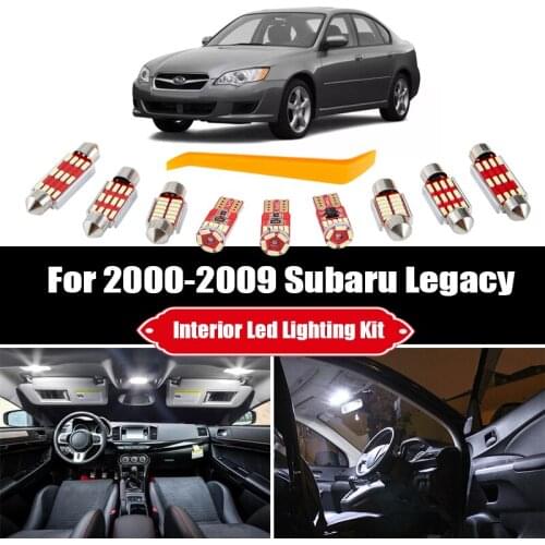 12pcs For 2000-2008 2009 Subaru Legacy Accessories White Car LED Bulbs Interior Map Dome Light Kit Trunk Door License Plate Lamp