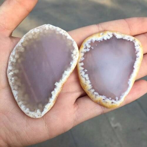 2pcs Natural White Agate Slice Irregular Natural Agate Crystal Stone Mineral Specimen for home Decoration Gift