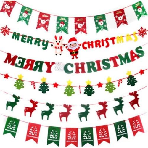 3pcs Christmas Decorations Hanging Flags Christmas Supplies Flag Shopping Malls Hanging Decoration Non-woven Flag