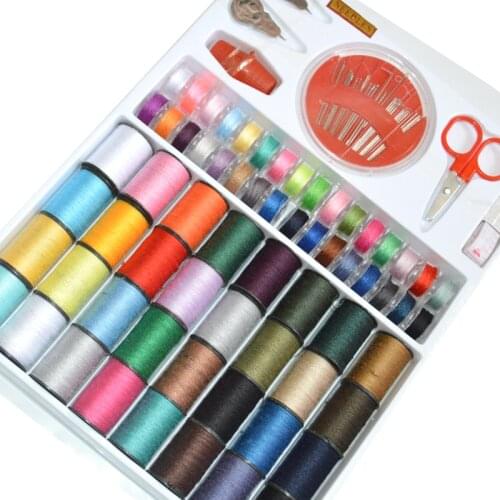 64 Spools Craft Scissor Stitches Needles Tools Sewing Machine Accessories Multicolor Sewing Threads Sewing Tools Kit Sewing Box