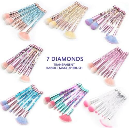 7pcs Makeup Brushes Plastic Handle Powder Facial Womans Make Up Cosmetics Tool Easy To Clean Portable New 2021