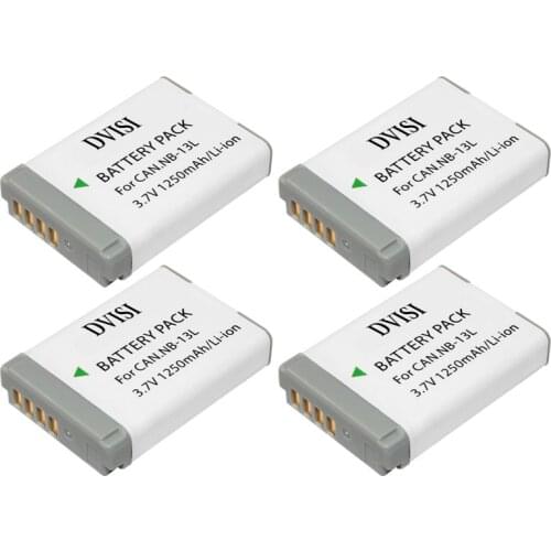 4 Pcs High Capacity 3.7V 1250mAh NB-13L NB 13L for Canon PowerShot G5X G7X G9X G7 X Mark II SX720 HS Digital Camera Battery