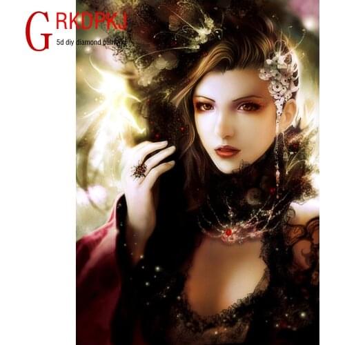 GRKDPKJ 5d diamond painting full drill square diamond embroidery Cross stitch pictures of rhinestones Fantasy woman princess ima