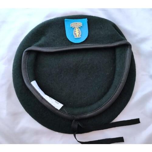 United States US Army 19th Special Forces Group Wool Green Beret SPECIAL FORCES AIRBORNE METAL INSIGNIA Military Hat