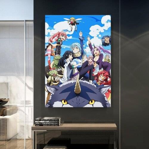 Anime figure poster tensei shitara slime datta ken home living bedroom decoration wall art nordic canvas picture