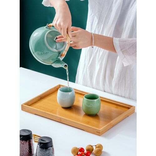 Dry Bubble Bamboo Tea Tray Wooden Handmade Chinese Kung Fu Serving Tea Trays Tea Ceremony Plateau De Service Household Products