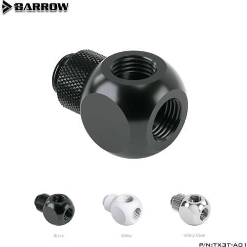 Barrow Rotatable Fitting G1/4 360 Degree, Rotating Metalic Cube Tee 3-5 T Ways For Water Cooling