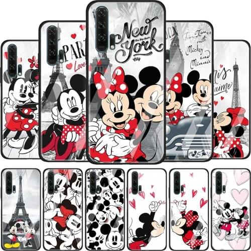 Mickey Minnie in London for Honor 30 20 10 9X Pro Plus Lite 8X Huawei Y8P Y6P Y5P Y9 Y7 Y6 2019 Tempered Glass Phone Case