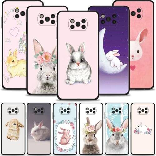 Case For Xiaomi Mi Poco X3 Pro F3 X3 GT M3 X3 NFC F1 M3 Pro 5G F3 GT Black Silicon Cover Coque Funny Cartoon Bugs Bunny rabbit