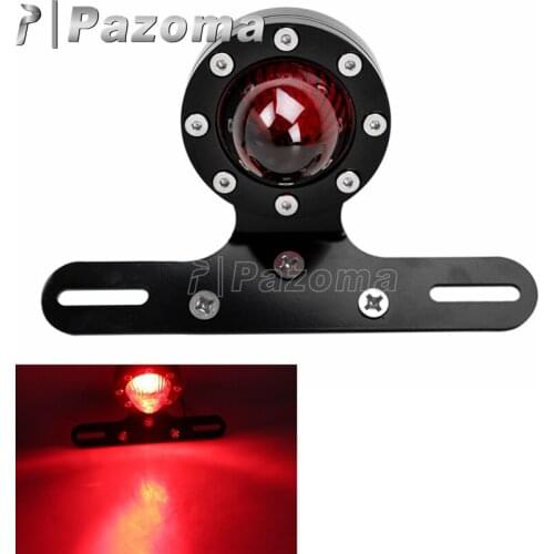 Black LED Tail Brake Light Lamp Old School Motorcycle License Plate Holder for Harley Sportster Bobber Chopper Cafe Racer XS650