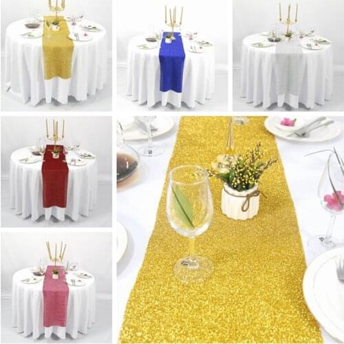 Cheap Sequin Table Runner For Round Rectangle Tablecloth Using Wedding Event Banquet Decoration