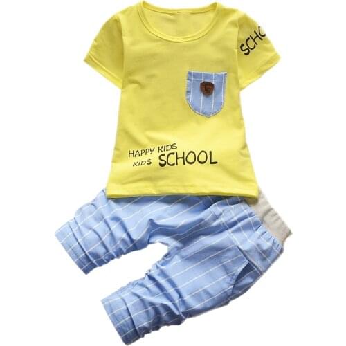 1-4Y Baby Clothing Set Sailor style Baby Suit Cotton Kids Clothing Stripe Short Sleeve + Pants + Cravat Infant Baby Boy Clothes