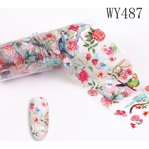 1 Box Rose Flowers Nail Foils Tropical Leaves Colorful Nail Decals Transfer Decorations Sets for Manicuring DIY Sticker Slide