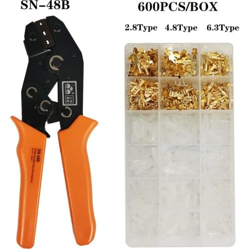 Sn-48b Crimping Tool 600 Pcs 4.8/6.3 Plug Terminal Hand Tools Crimper Crimping Pliers Wire 0.5-1.5mm2 Alicate AWG 20-15 -Tools