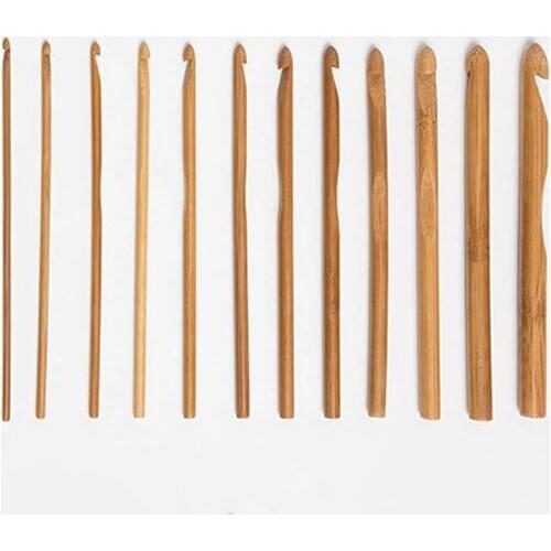 HOT 12Pcs Sweater knitting Circular Bamboo Handle Crochet Hooks Smooth Weave Craft Needle NDS66