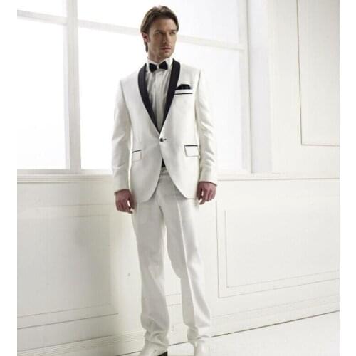 Custom Ivory Tuxedo Jacket,Bespoke One Button Black Peak Lapel Ivory Jacket and Black Pants,Ivory Wedding Suits For Men