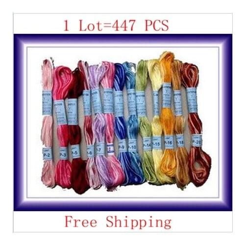 Worldfamous 1 Lot=447 Pieces Cross Stitch Thread Cotton Knitted Wire 447 Colors Free Shipping